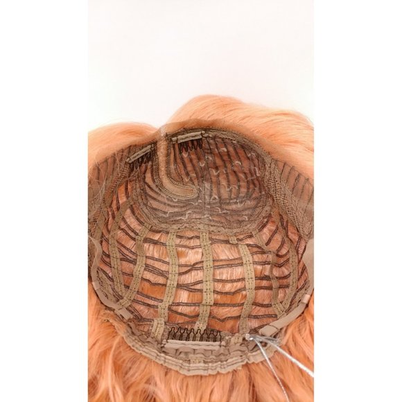 Peachy Pink Lace Front Wavy Lob Heat Resistant Wig - Picture 5 of 5